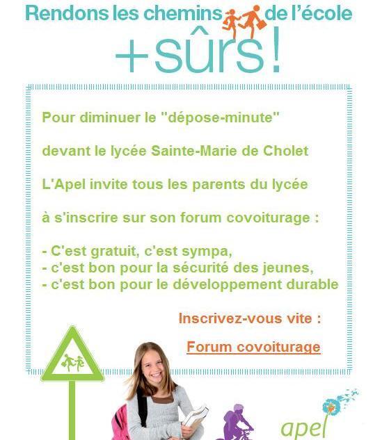 covoiturage lyc&eacute;e Sainte-Marie de Cholet